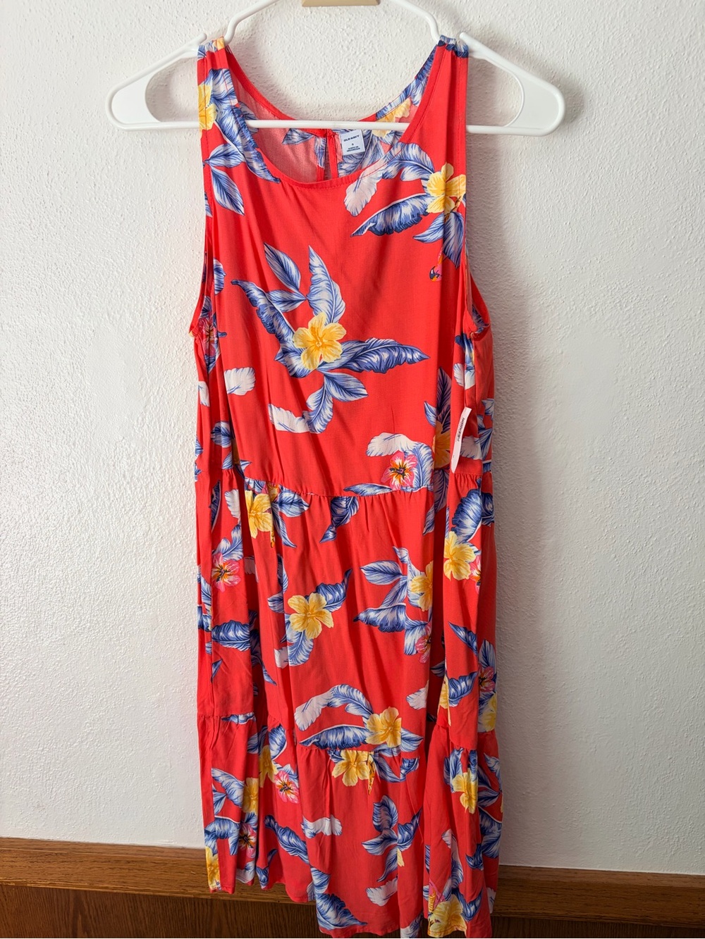 Red Tropical Floral Midi Dress